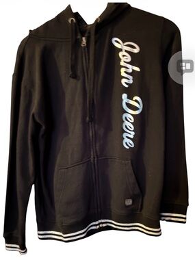 John Deere Kids Womens Black Zip Hoodie Sz small